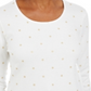 Karen Scott Foil-Print 3/4-Sleeve Top  - Winter White Size XS
