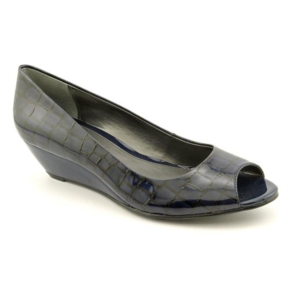 Alfani Women's Cammi Peep Toe Wedges Heels Shoes Blue Size 6.5
