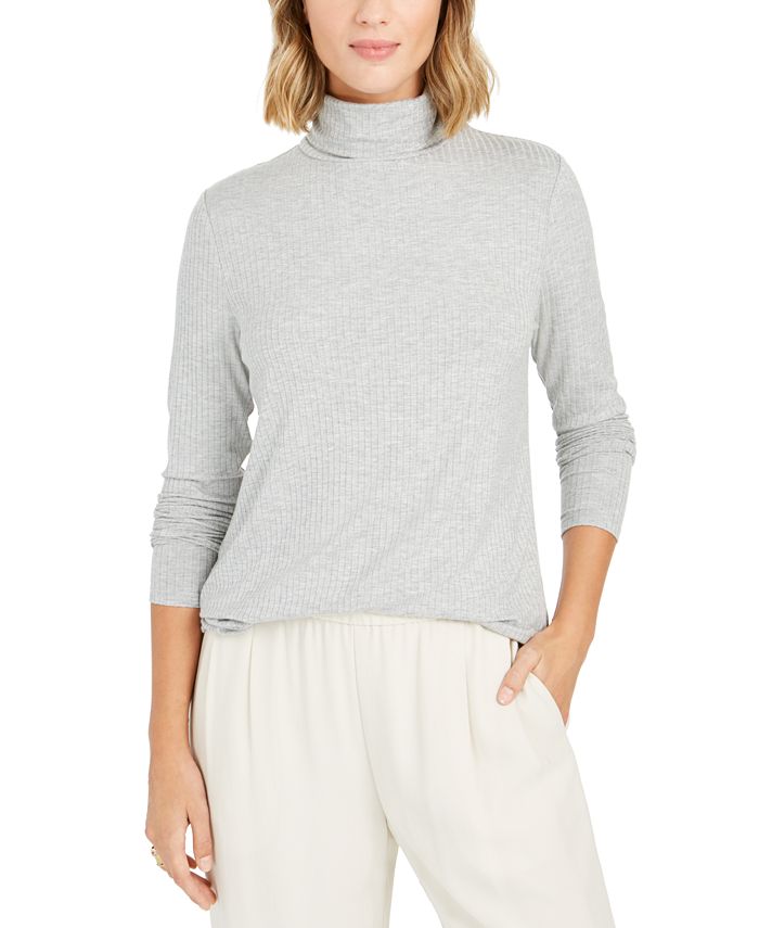 Charter Club Women's Heathered Turtleneck Gray Size Petite Small