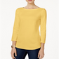 Charter Club Pima Cotton Boat-Neck Button-Shoulder Top Yellow Size S