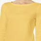 Charter Club Pima Cotton Boat-Neck Button-Shoulder Top Yellow Size S