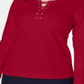 Karen Scott Sport Lace-up Sweatshirt  - New Red Amore Red Size 2XL