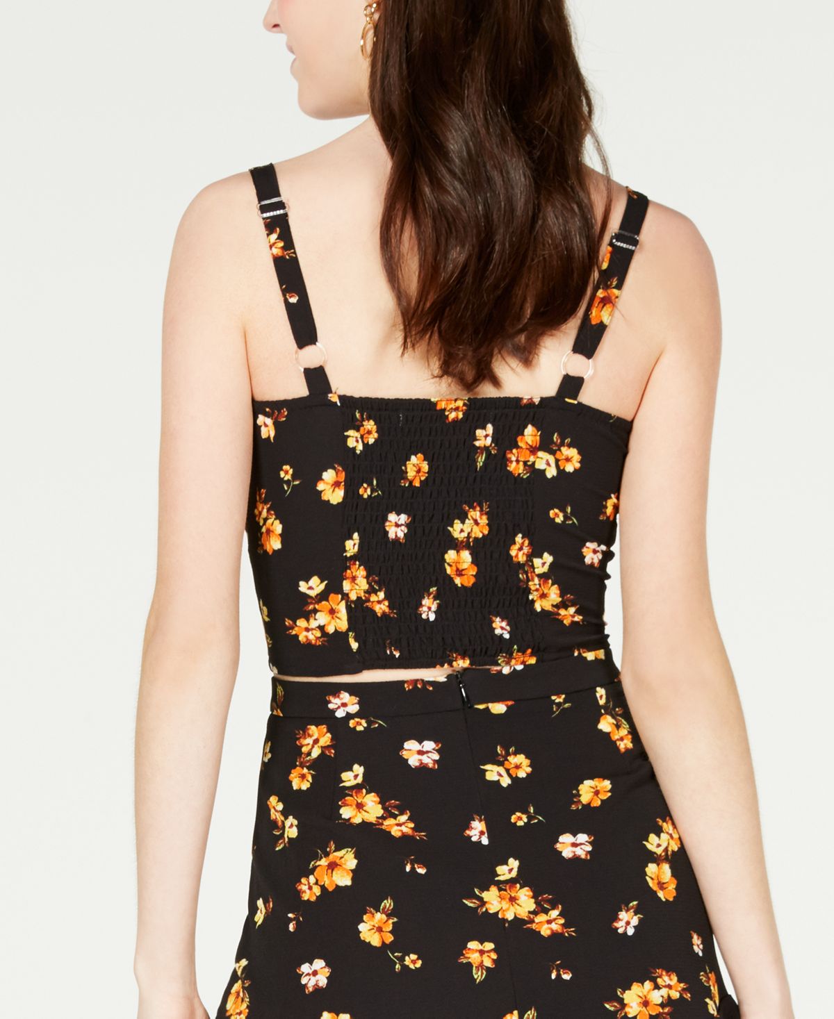 Gypsies & Moondust Juniors' Printed Tie-Front Top Black Size S