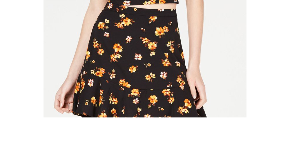 Gypsies & Moondust Juniors' Printed Tie-Front Top Black Size S