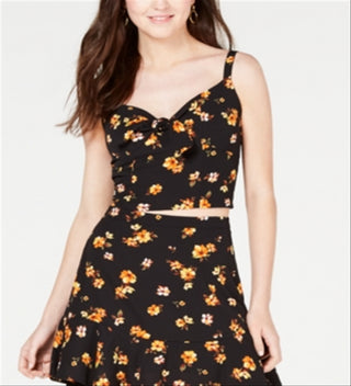 Gypsies & Moondust Juniors' Printed Tie-Front Top Black Size S