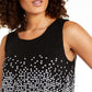Alfani Women's Tiered Dot Print Top Black Size Petite L