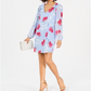 INC International Concepts Women's Long Sleeve Above the Knee Shift Dress Blue Size Large