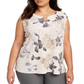 Calvin Klein Women's Plus Sleeveless Floral Print Top Pink Size 3X