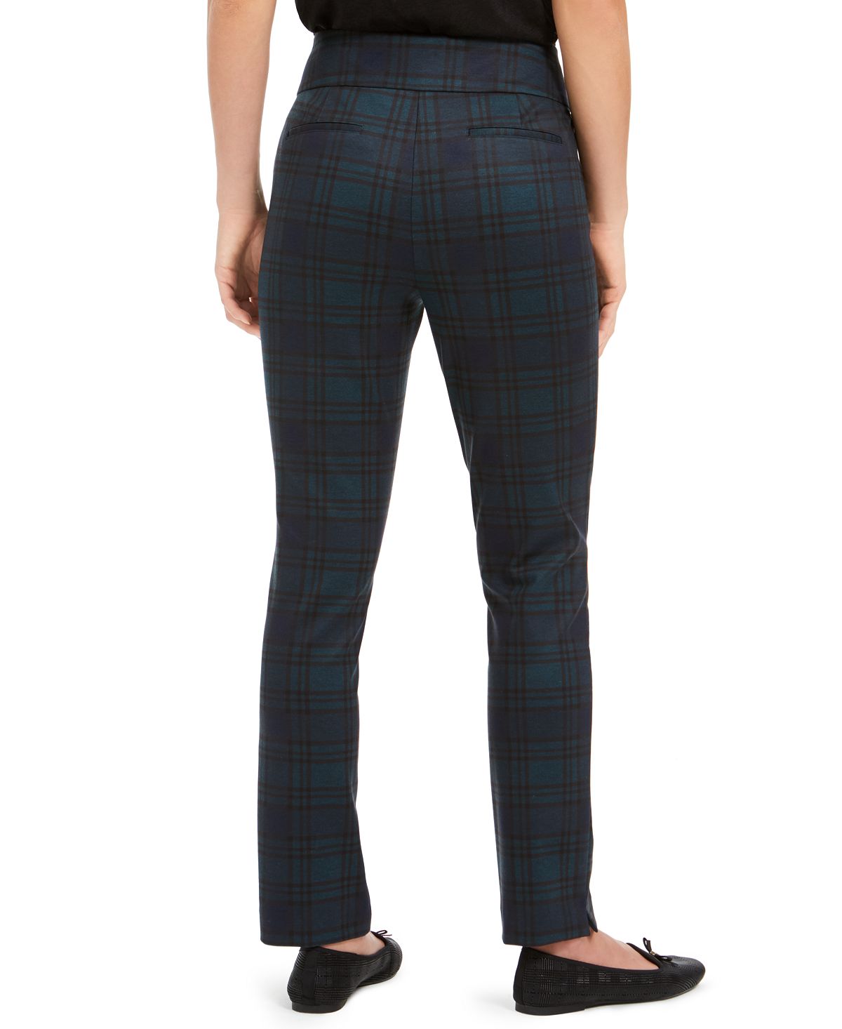 Charter Club Women's Plaid Pull on Pants Green  Size 6