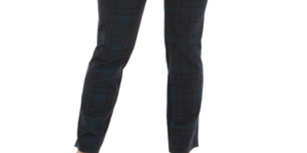 Charter Club Women's Plaid Pull on Pants Green  Size 6