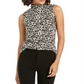 Bar Iii Animal-Print Textured Turtleneck Top Grey Size XXS
