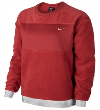 Nike Women's Therma Fleece Metallic Trim Training Top Red Size S