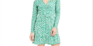 Michael Michael Kors Ruched Leopard-Print Dress Emerald/ Bone Green Size XXS