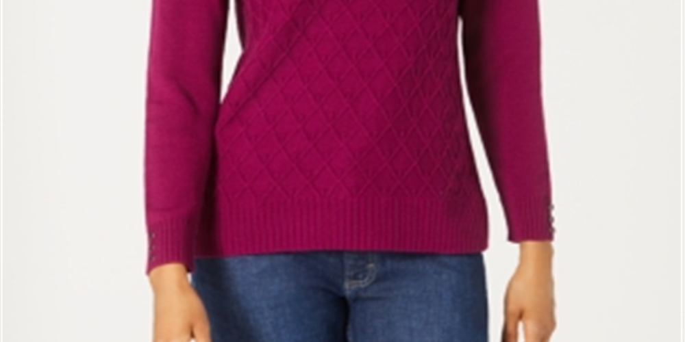 Karen Scott Women's Diamond Cable Knit Sweater Red Size XX-Large