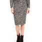 Michael Kors Women's Textured Cheetah Jacquard Pencil Skirt Black Size S