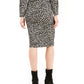 Michael Kors Women's Textured Cheetah Jacquard Pencil Skirt Black Size S