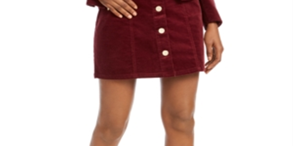 Maison Jules Women's Burgundy Button up Mini Pencil Skirt Size 2