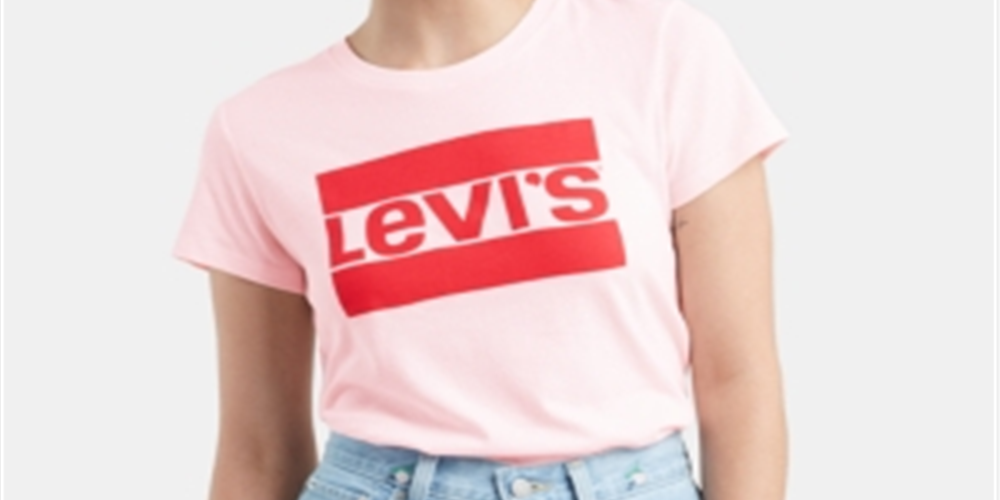 Levi's Women's Pink Printed Short Sleeve Crew Neck T-Shirt Top Size L