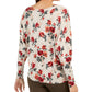 Style & Co Women's Printed Tie-Hem Sweater Beige Size Petite L