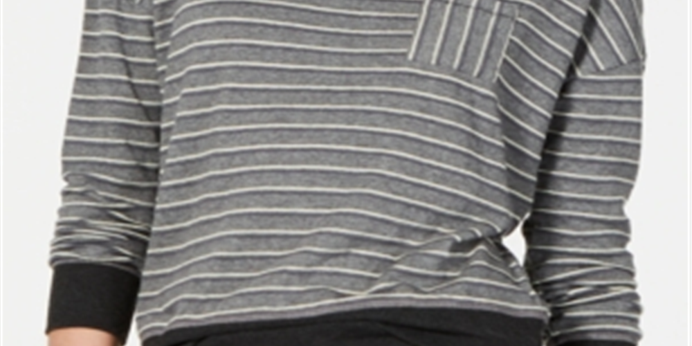 Alfani Intimates Gray Cotton Blend Striped Sleepwear Shirt Size XXL