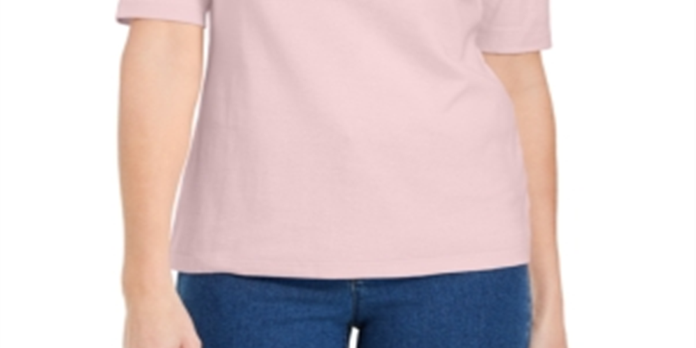 Karen Scott Women's Button Detail V Neck Top Pink Size Petite XL