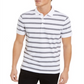 Calvin Klein Men's Liquid Cotton Slim-Fit Stripe Polo Shirt - White Size XS