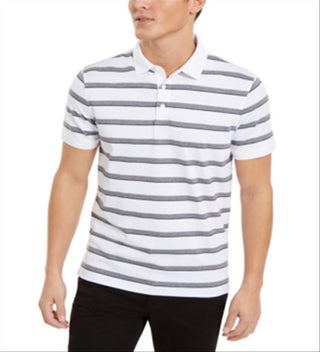 Calvin Klein Men's Liquid Cotton Slim-Fit Stripe Polo Shirt - White Size XS