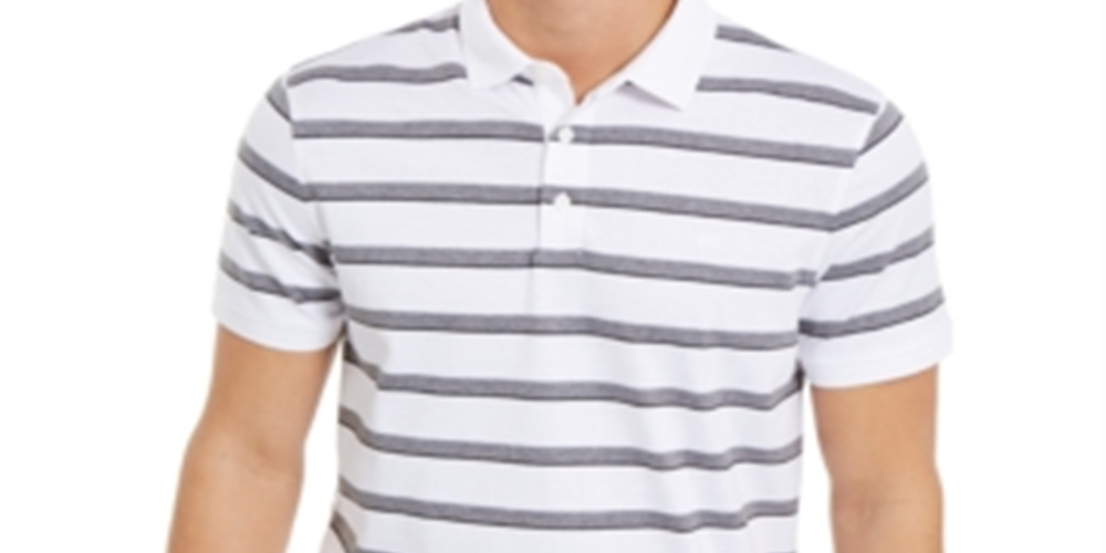 Calvin Klein Men's Liquid Cotton Slim-Fit Stripe Polo Shirt - White Size XS