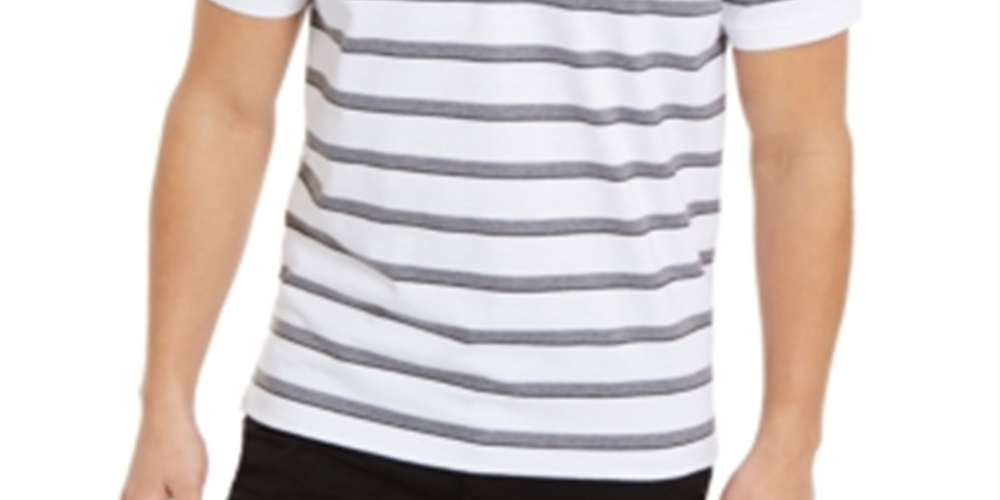 Calvin Klein Men's Liquid Cotton Slim-Fit Stripe Polo Shirt - White Size XS
