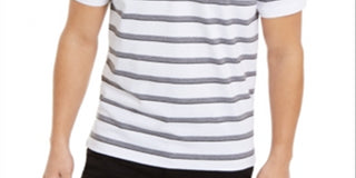 Calvin Klein Men's Liquid Cotton Slim-Fit Stripe Polo Shirt - White Size XS