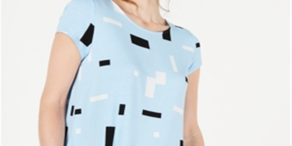 Alfani Women's Printed T-Shirt Blue Size XL