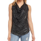 Karen Kane Women's Sequin Drape Neck Top Black Size Medium