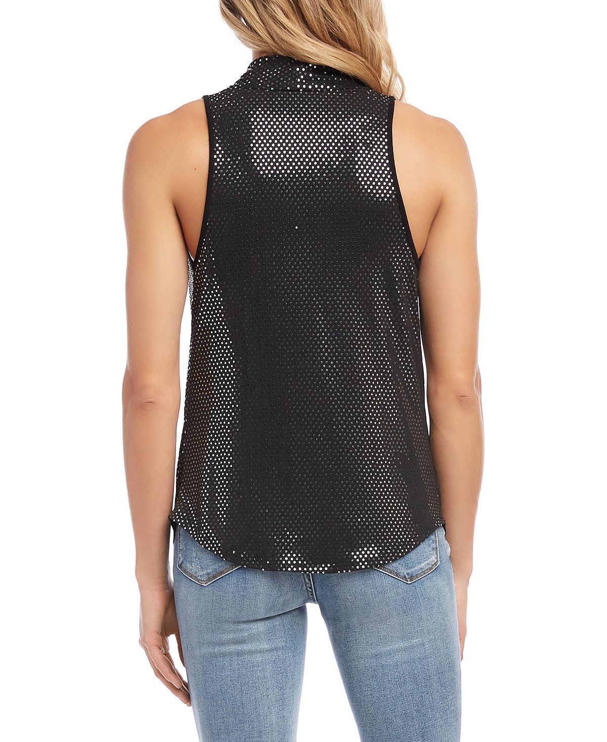 Karen Kane Women's Sequin Drape Neck Top Black Size Medium