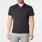 Alfani Men's Striped Short Sleeve Polo Shirt Black Size Large