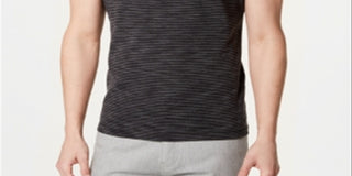 Alfani Men's Striped Short Sleeve Polo Shirt Black Size Large