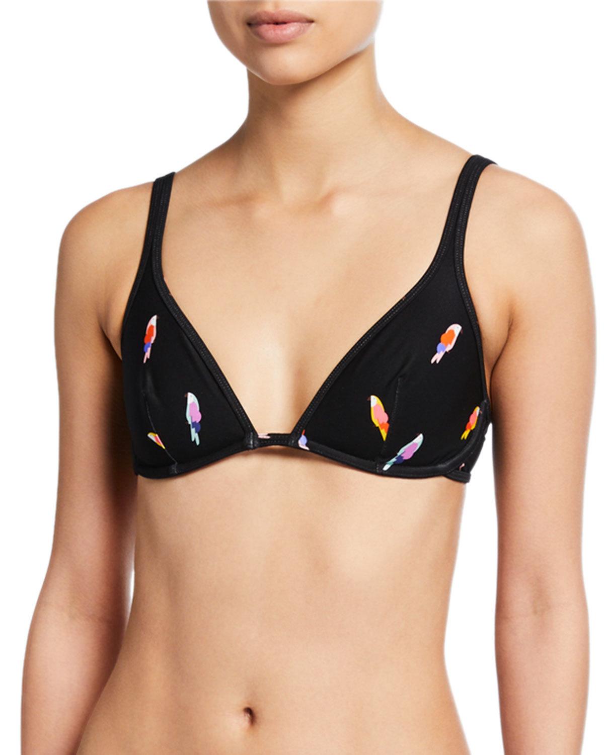 Kate Spade New York Women's Flock Party Underwire Bralette Top Black Size L