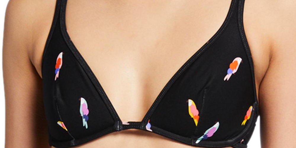 Kate Spade New York Women's Flock Party Underwire Bralette Top Black Size L