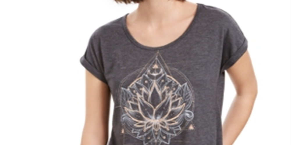 Style & Co Women's Graphic T-Shirt Black Size Petite Small
