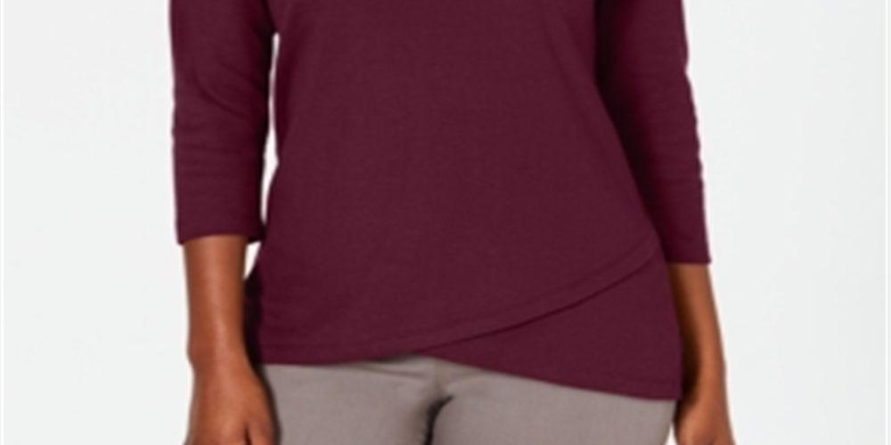 Karen Scott Women's Tulip Hem Top Red Size Small