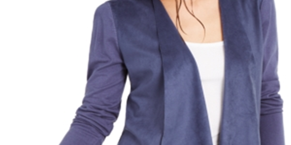 INC International Concepts Women's Knit Open Front Cardigan Sweater Blue Size Small