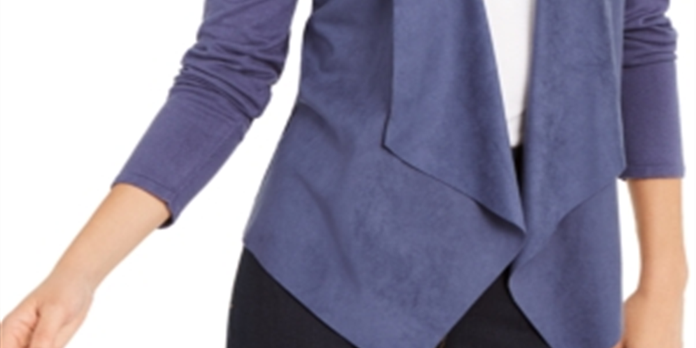 INC International Concepts Women's Knit Open Front Cardigan Sweater Blue Size Small