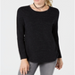 Style & Co Women's Flecked Crewneck Top Black Size Petite Medium