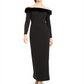 Calvin Klein Women's Long Sleeve Off Shoulder Maxi Sheath Evening Dress Black Size 12