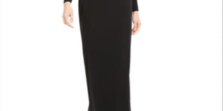 Calvin Klein Women's Long Sleeve Off Shoulder Maxi Sheath Evening Dress Black Size 12