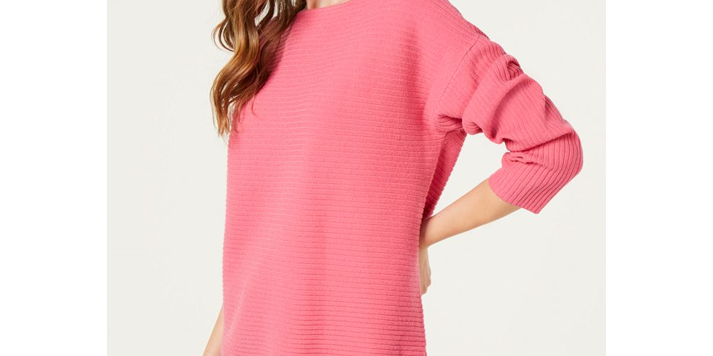 Style & Co Women's Ribbed Boatneck Sweater Pink Size Medium