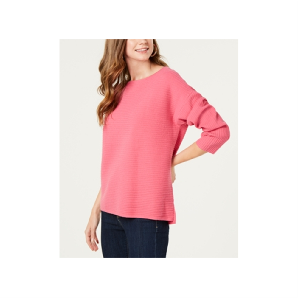 Style & Co Women's Ribbed Boatneck Sweater Pink Size Medium
