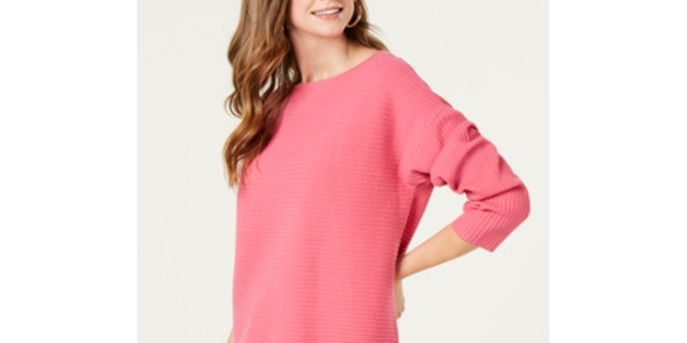 Style & Co Women's Ribbed Boatneck Sweater Pink Size Medium