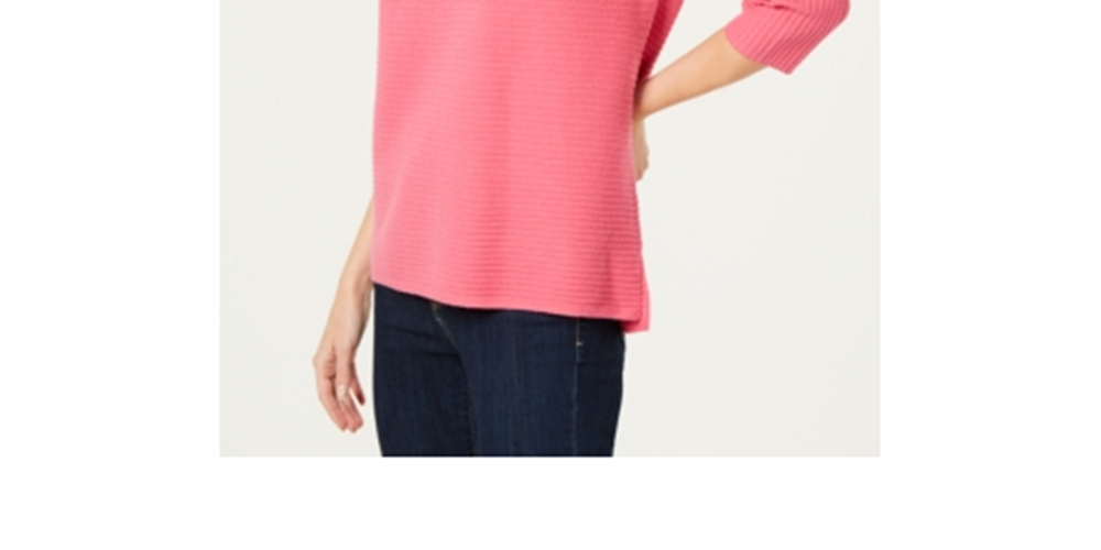 Style & Co Women's Ribbed Boatneck Sweater Pink Size Medium