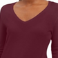 JM Collection Women's Embellished-Sleeve V Neck Sweater Red Size X-Small
