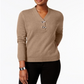 Karen Scott Women's Hardware V Neck Cotton Sweater Brown Size Large